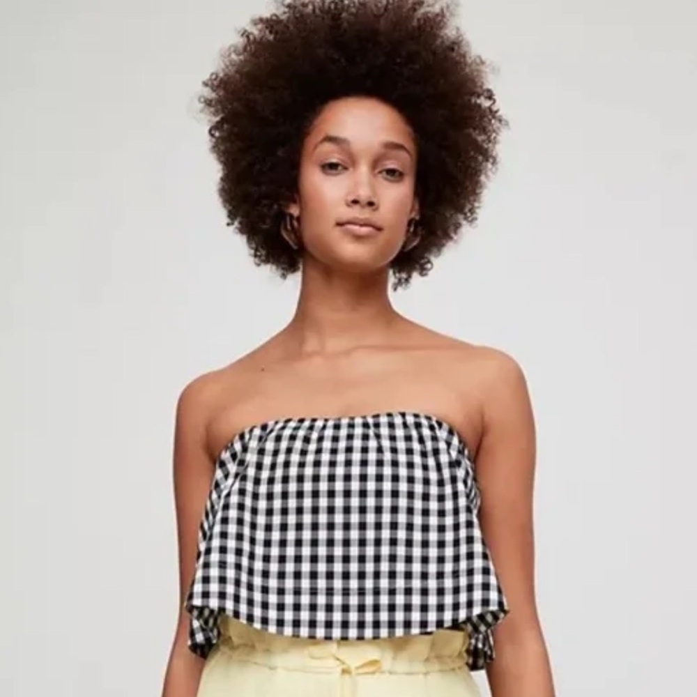 Wilfred Black and White Gingham Bonaventire Cropped Tube Top